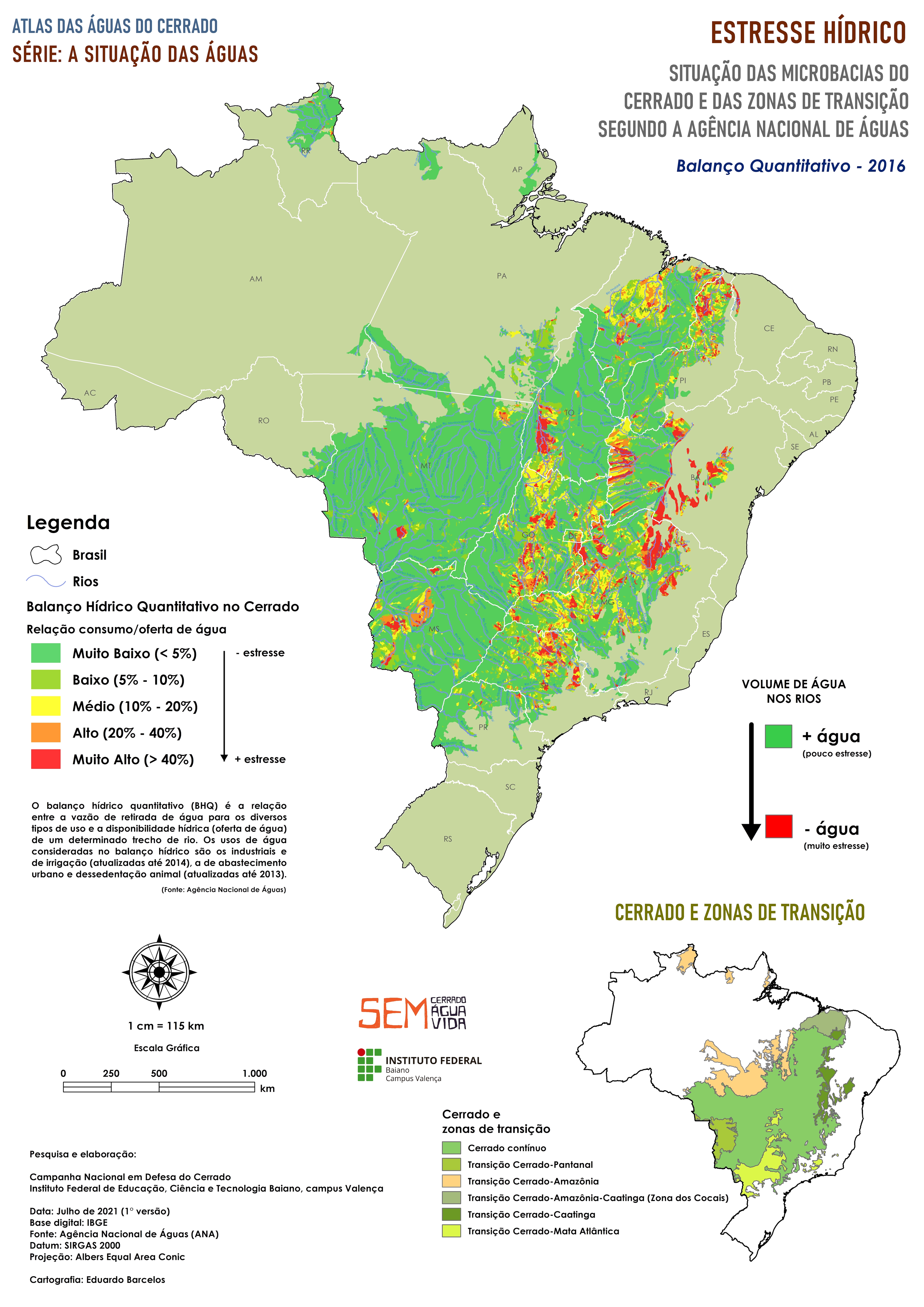 Situação das Águas do Cerrado e estresse hídrico / Crédito: Campanha em Defesa do Cerrado e IF Baiano - Campus Valença